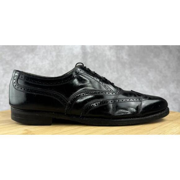FLORSHEIM IMPERIAL SHOES BLACK LEATHER BROGUE WINGTIP OXFORDS 92329 MENS SZ 11.5 - Picture 1 of 13